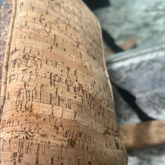 Portugal Cork Textured Backpack with Patterned Accents - Picture 7 of 12